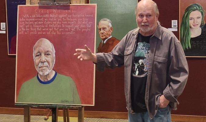 A painting of Craig Williams was unveiled at Berea College Hutchins Library on Thursday, part of the Americans Who Tell the Truth series. The painting was the work of artist Robert Shetterly, who said Williams’ decades-long work to prevent the incineration of deadly chemical weapons and protect the environment was an inspiration.
